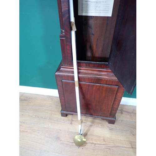 589 - A 19th Century 28 day Longcase Clock with arched dial painted with shepherdess within mahogany case ... 