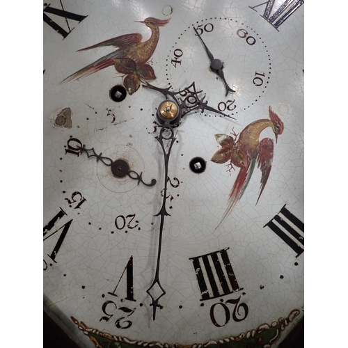 589 - A 19th Century 28 day Longcase Clock with arched dial painted with shepherdess within mahogany case ... 