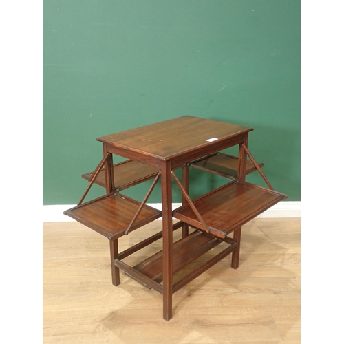 596 - An Edwardian walnut Occasional Table with four fall flaps 2ft 3in H x 1ft 9in W