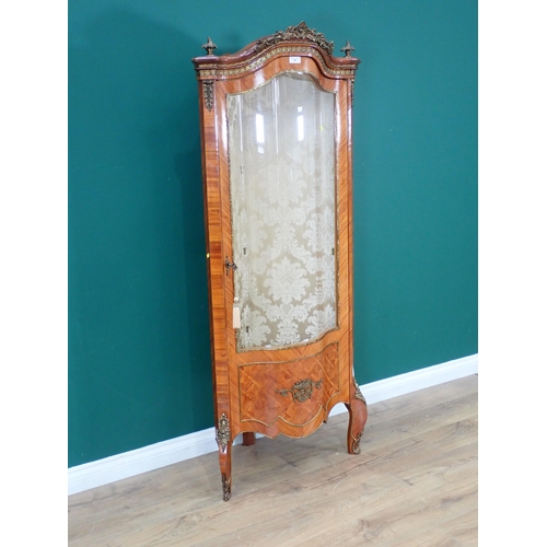 60 - A French walnut veneered serpentine fronted Corner Cabinet with gilded brass mounts 5ft 7in H x 2ft ... 