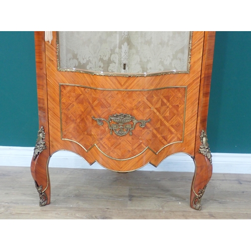 60 - A French walnut veneered serpentine fronted Corner Cabinet with gilded brass mounts 5ft 7in H x 2ft ... 