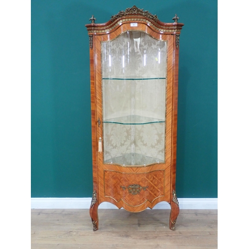 60 - A French walnut veneered serpentine fronted Corner Cabinet with gilded brass mounts 5ft 7in H x 2ft ... 