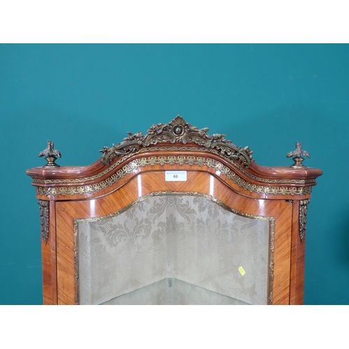 60 - A French walnut veneered serpentine fronted Corner Cabinet with gilded brass mounts 5ft 7in H x 2ft ... 