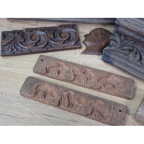 638 - A box of antique carved Friezes and Sections