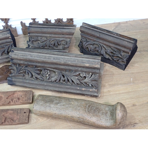 638 - A box of antique carved Friezes and Sections