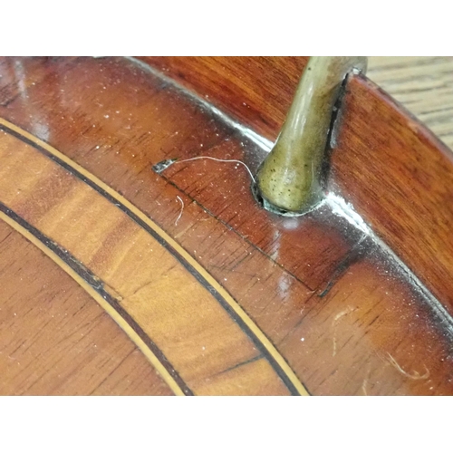 656 - A 19th Century oval mahogany Tray with satinwood musical instrument inlay and crossbanding 2ft 3in W