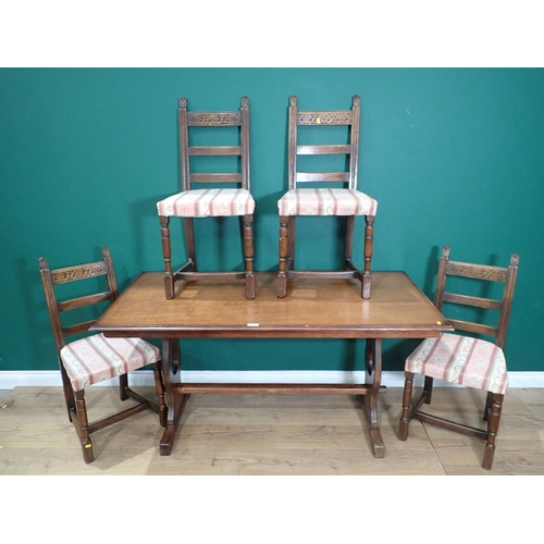 664 - An oak Refectory Table and four oak Dining Chairs