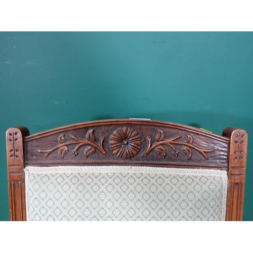 669 - A Victorian walnut framed Easy Chair