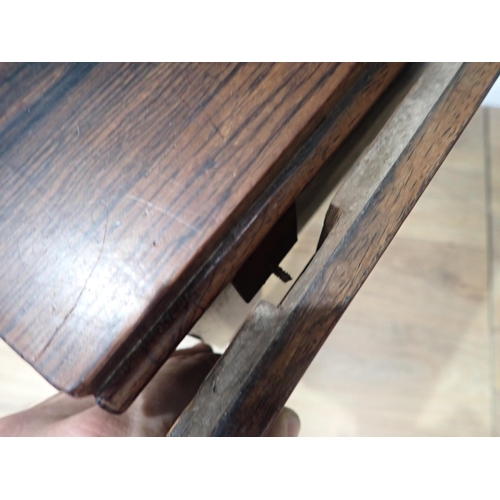 680 - A 19th Century rosewood drop leaf Work Table fitted two end drawers mounted on turned supports 2ft 4... 