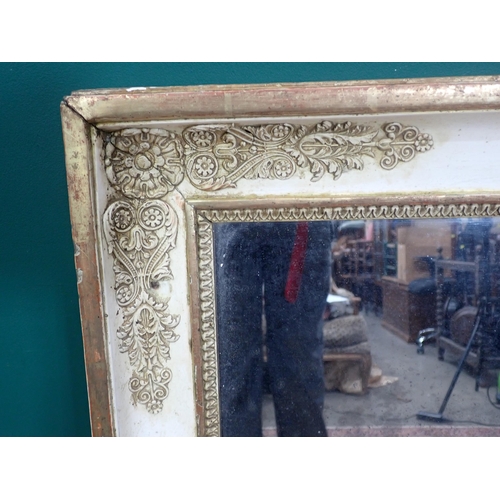 681 - A large cream painted and gilded rectangular Wall Mirror 3ft 8in W x 2ft 10in H