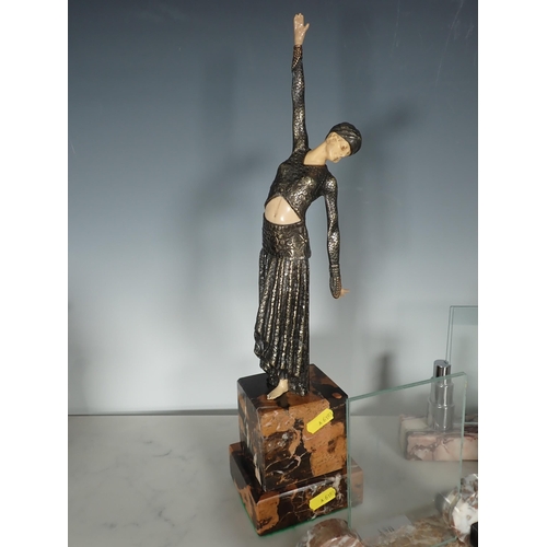 720 - An Art Deco style Figure of a Dancing Girl 16in H, an Art Deco marble pair of Bookends and a Photo F... 