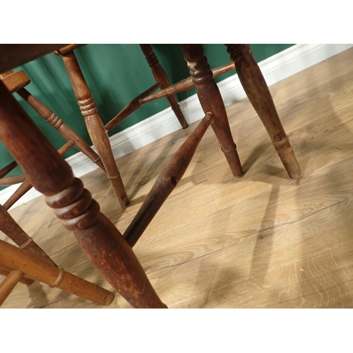 723 - A matched set of four antique ash Kitchen Chairs