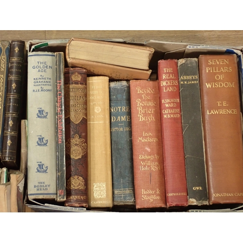 724 - Three boxes of Books including T.E Lawrence, Seven Pillars of Wisdom, Kearton's Nature Picture, Poet... 