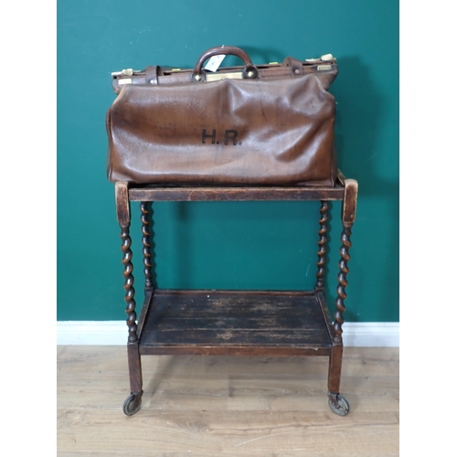 741 - An oak Side Table in the 17th Century style fitted single deep drawers mounted upon turned supports ... 