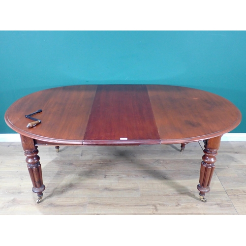 9 - A Victorian mahogany D-end extending Dining Table with wind out action, winder and spare leaf mounte... 