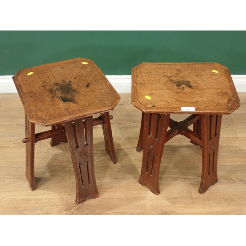 98 - A pair of Arts and Crafts oak Occasional Tables 1ft 5in H x 1ft 3in W