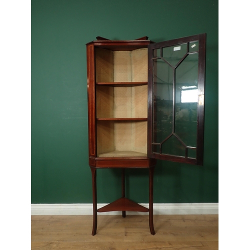 707 - An Edwardian mahogany and inlaid standing Corner Cabinet fitted single astragal glazed door 5ft 1in ... 