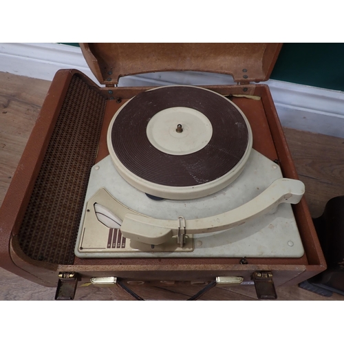 291 - A Romany record Player and an oak Mantle Clock