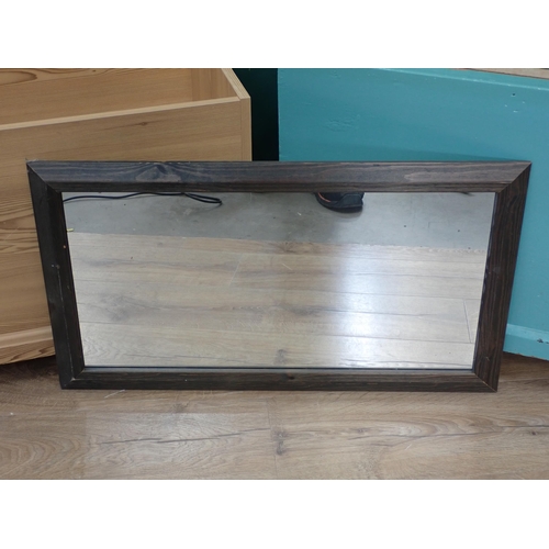 294 - A painted pine blanket box. a wall Mirror, and another blanket Box