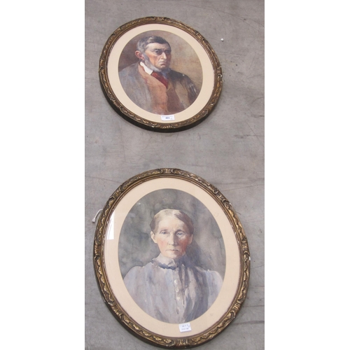 403 - ENGLISH SCHOOL, circa 1910. Portrait of a Gentleman; and Portrait of a Lady, quarter-length, waterco... 