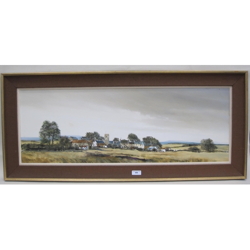 406 - MICHAEL D. BARNFATHER. Trevalga, Cornwall, signed, oil on canvas, 15 x 42in. Provenance: with Alexan... 