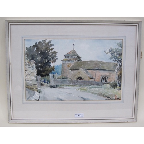 411 - L.T. CHANNING. Skenfrith Church, signed, watercolour, 12½ x 20in; together with a selection of etchi... 