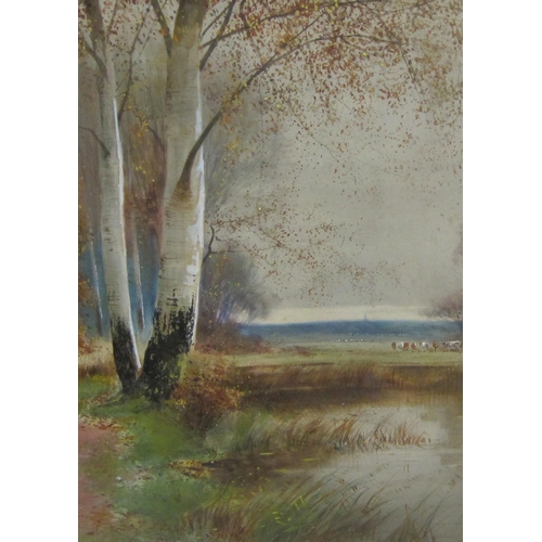 422 - W. SMITH. By a River, signed and dated 1885, watercolour heightened with gouache, 10½ x 18¼in; toget... 