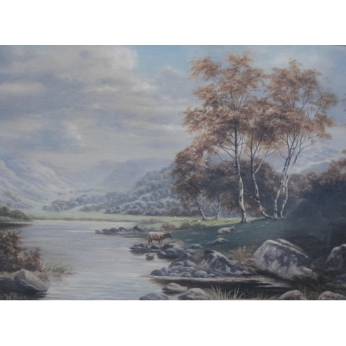 717 - W. KNOX. Tranquil river landscapes, signed and dated 1911, oil on canvas, 16 x 20in; a pair (2)