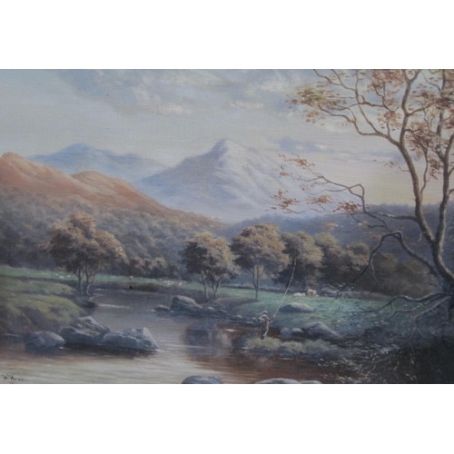 717 - W. KNOX. Tranquil river landscapes, signed and dated 1911, oil on canvas, 16 x 20in; a pair (2)