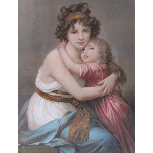 718 - AFTER ELIZABETH VIGEE LE-BRUN. A Mother and Child, colour reproduction, 22 x 17in; together with a m... 