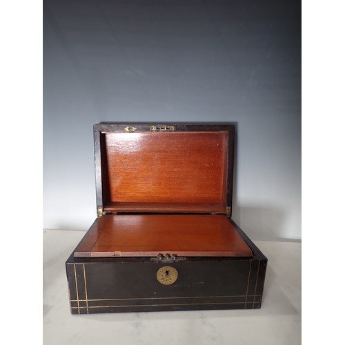 742 - A 19th Century coromandel Writing Box A/F, a lidded Basket and a small Box