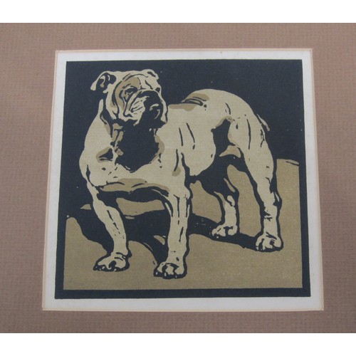 397 - WILLIAM NICHOLSON. Sheep; and A Bull Dog, colour prints, unframed, 4 x 4in; a wood engraving by Anne... 