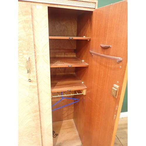 287 - A pair of 1950's Albro Furniture Wardrobes with simulated grained design, 5ft 9in H x 3ft and 4ft