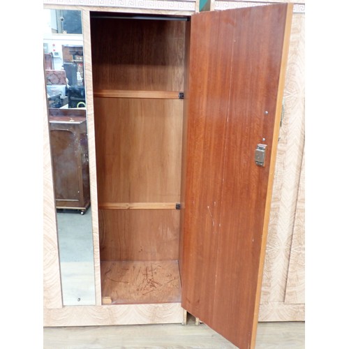 287 - A pair of 1950's Albro Furniture Wardrobes with simulated grained design, 5ft 9in H x 3ft and 4ft