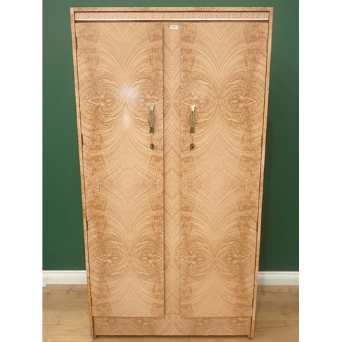 287 - A pair of 1950's Albro Furniture Wardrobes with simulated grained design, 5ft 9in H x 3ft and 4ft