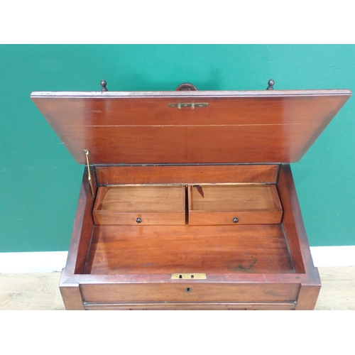 687 - A late Victorian Davenport Desk, fitted cupboard door to the side enclosing drawers and raised on ca... 