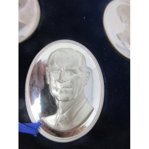 108 - Six Ltd Edition silver Royal Family Cameos of Queen Elizabeth and Family, London 1972, maker: J. Pin... 