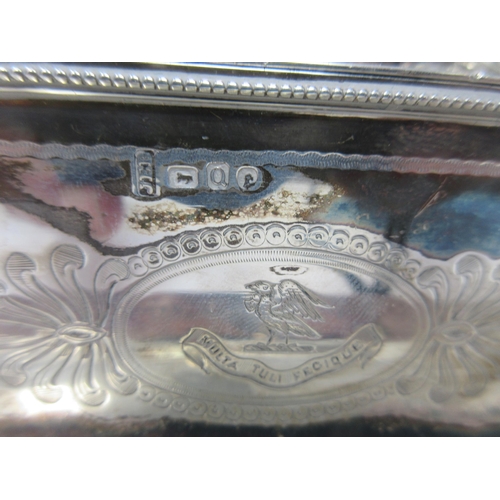 109 - A Victorian silver Inkstand of shaped rectangular form fitted pair of silver lidded cut glass Inkwel... 