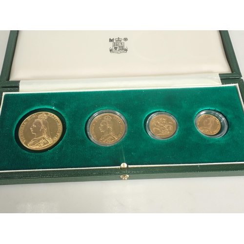 143 - Queen Victoria 1887 Jubilee Head Set, consisting of Half Sovereign, Sovereign, Two Pounds and Jewell... 