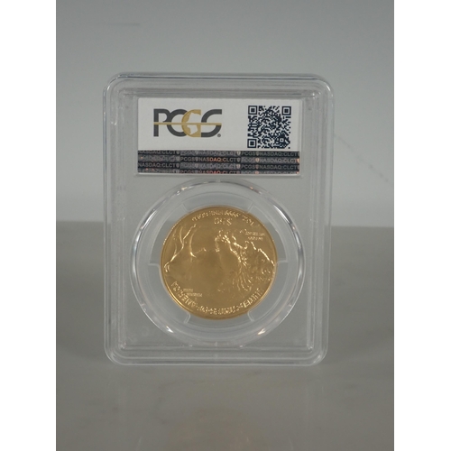 144 - US 2008 Fifty Dollar Gold Buffalo, in PCGS Slab, graded MS70