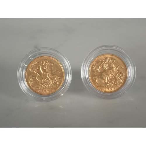 163 - Edward VII Gold Half Sovereigns, 1905 and 1907 (2)