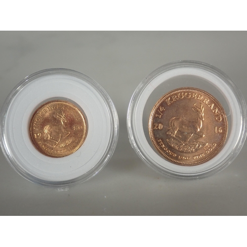 175 - South Africa, 2016 1/4 Krugerrand and 1980 1/10 Krugerrand (2)