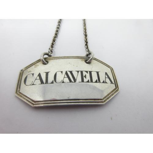 18 - A Victorian silver octagonal Label, Calcavella, Birmingham circa 1850, maker: Hilliard & Thomason, a... 