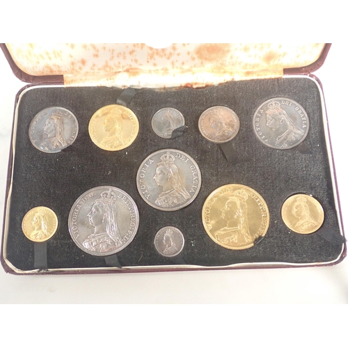 186 - A Victorian Golden Jubilee Specimen set, Five Pounds to Threepence, 11 coins in case (not original)