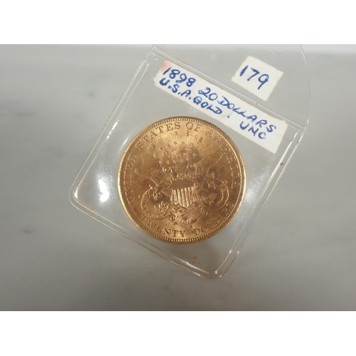 189 - A US 1898 Gold Twenty Dollar/Double Eagle, S mint mark