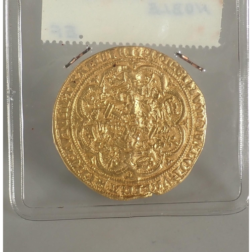 200 - An Edward III (1327-1377) Gold Noble, E in centre of reverse