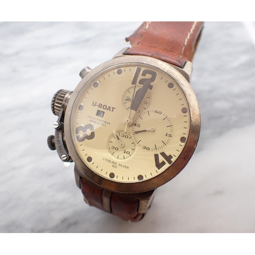 212 - A gentleman's U-Boat Italo Fontana Classico 48 Chronometer the beige dial with arabic numerals at 4,... 