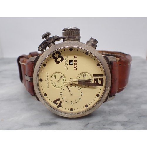 212 - A gentleman's U-Boat Italo Fontana Classico 48 Chronometer the beige dial with arabic numerals at 4,... 