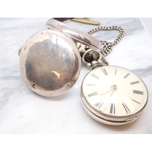 223 - A Victorian silver pair cased Pocket Watch the cream enamel dial with roman numerals, Birmingham 184... 