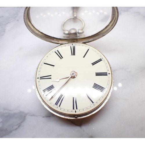 223 - A Victorian silver pair cased Pocket Watch the cream enamel dial with roman numerals, Birmingham 184... 